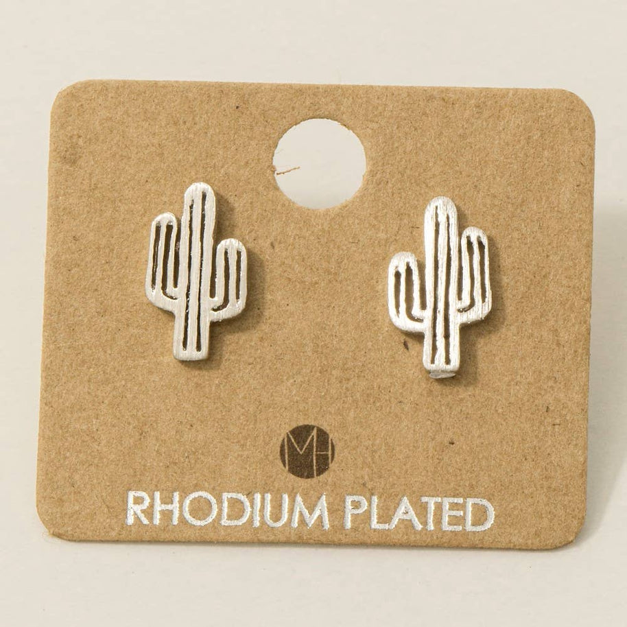 Gold Dipped Dainty Desert Cactus Stud Earrings