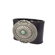 Leather Cuffs with Oval Concho