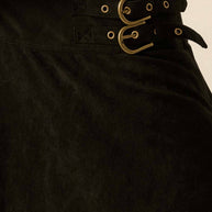 Faux Suede & Lace Buckle Skirt