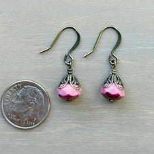 Earthen Beauty Crystal Drop Earrings in Pink Beach