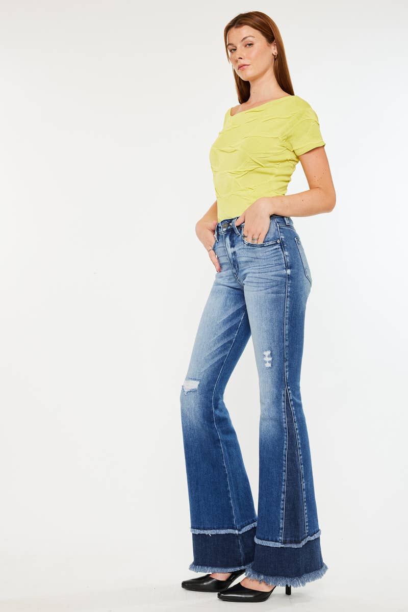 Kan Can Double Frayed Hem Jeans