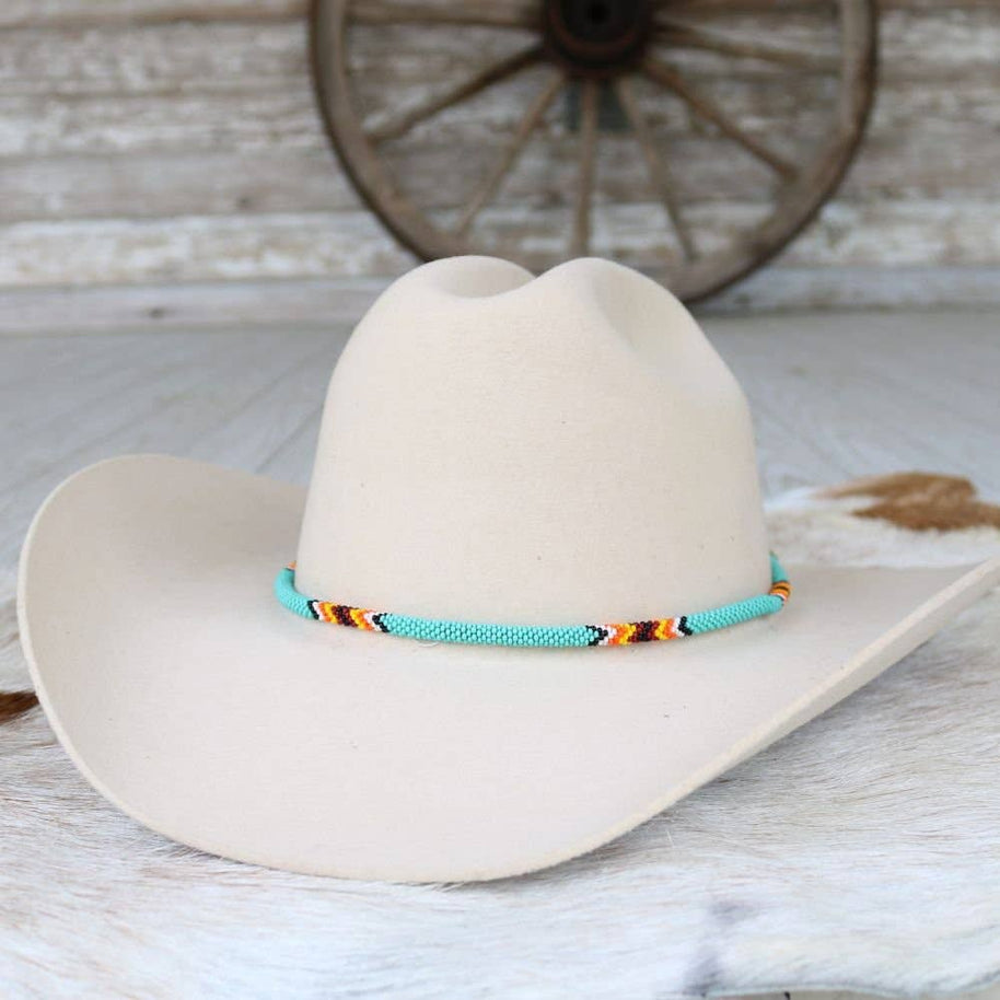 Round Beaded Turquoise Hat Band