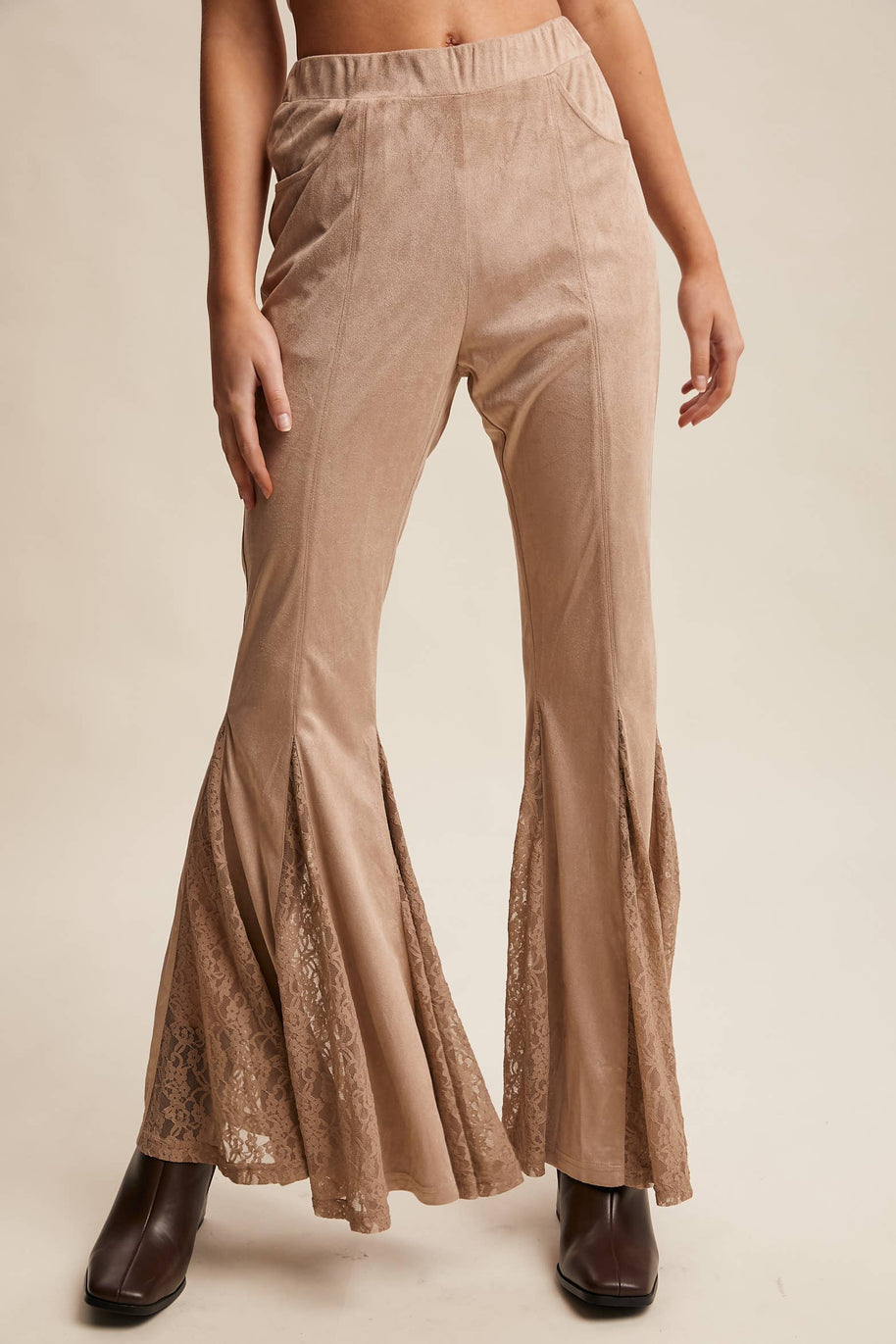Lace Inset Flare Pants