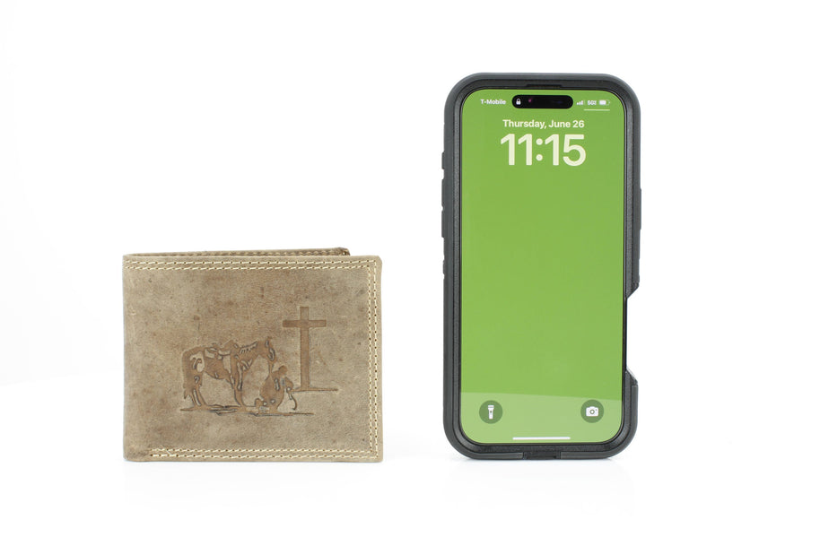 Men’s Bi-Fold Wallet with Praying Cowboy Emboss