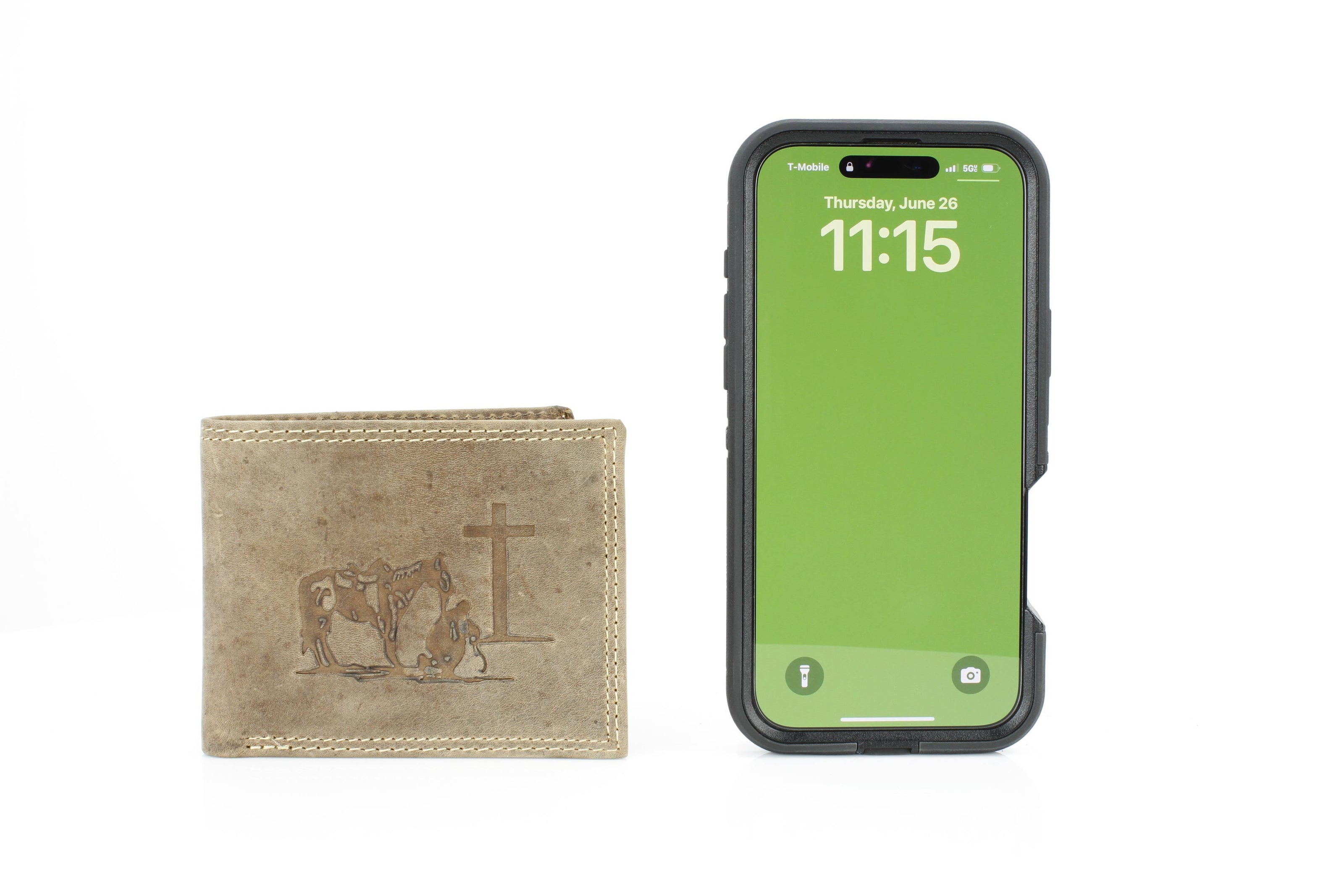 Men’s Bi-Fold Wallet with Praying Cowboy Emboss