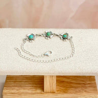 Delicate Silver & Turquoise Flower Bracelets