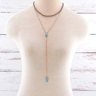 Turquoise Semi Stone Layered Lariat Necklace
