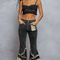 Vintage Washed Ruffle Jeans