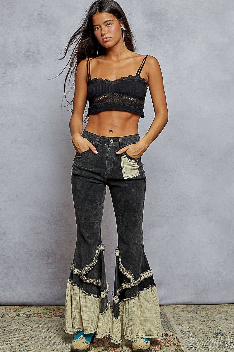 Vintage Washed Ruffle Jeans