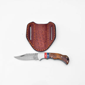 Damascus steel pocket knife Limited Run Walnut Wood and Diam