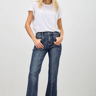 High-Rise Boot Cut Jeans Seam Detail