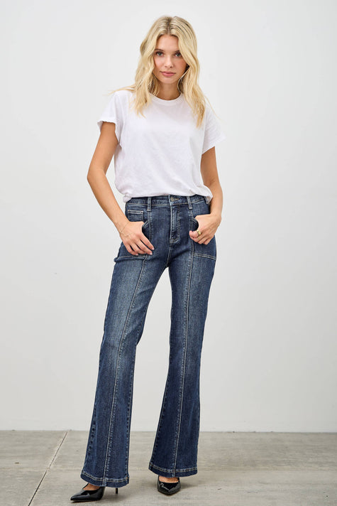 High-Rise Boot Cut Jeans Seam Detail