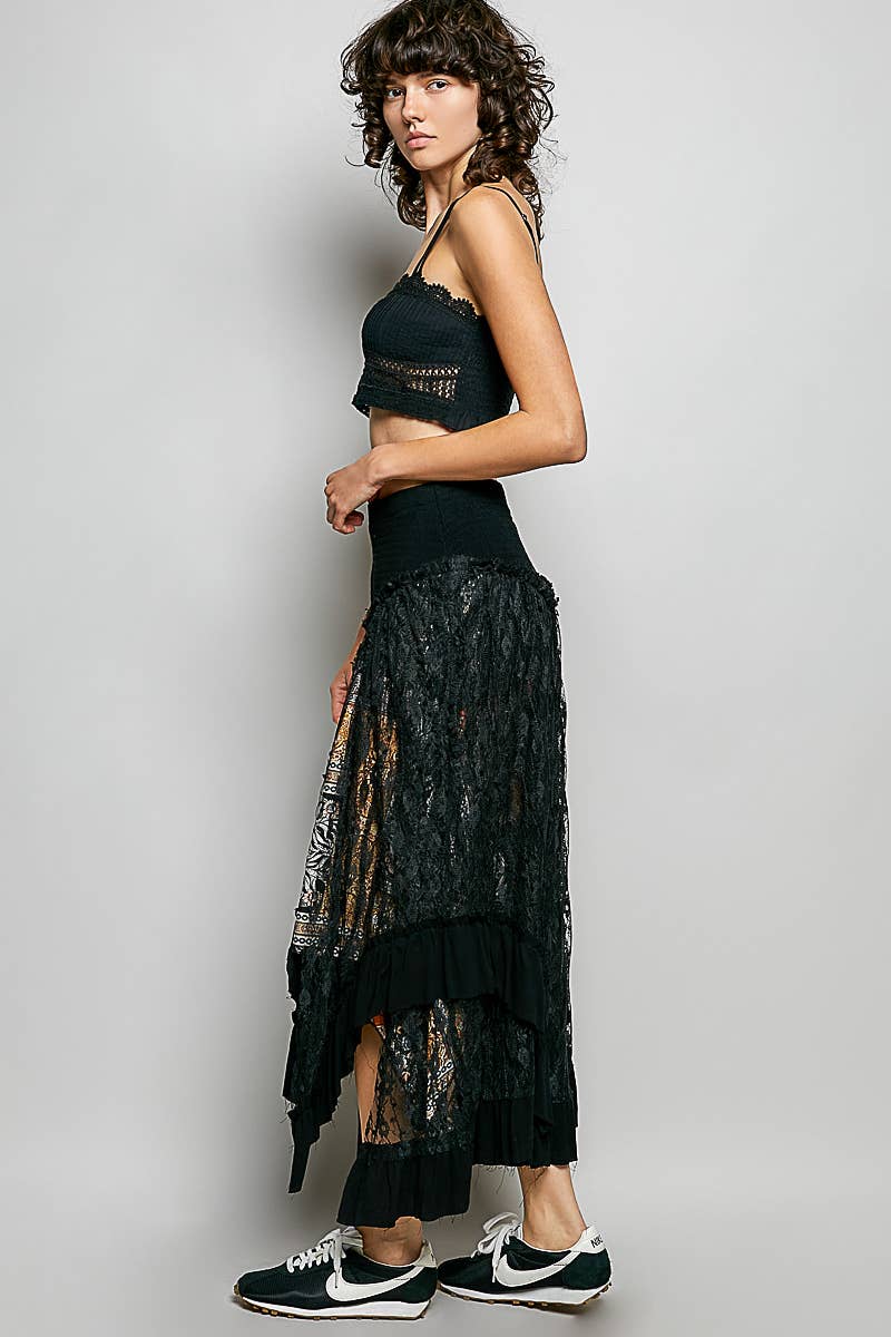 Reverse Ruffle Lace Skirt