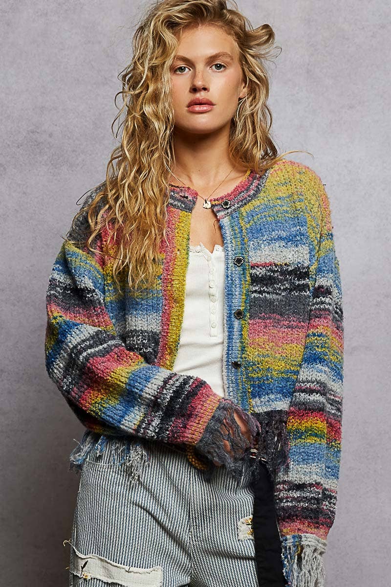 Colorful Fringed Cardigan