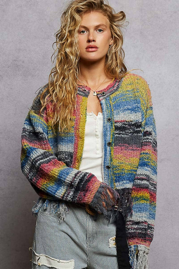 Colorful Fringed Cardigan
