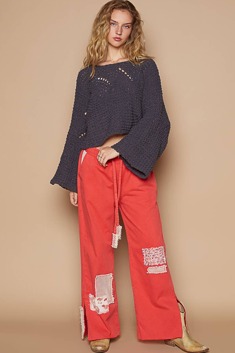 Semi-cropped chenille sweater