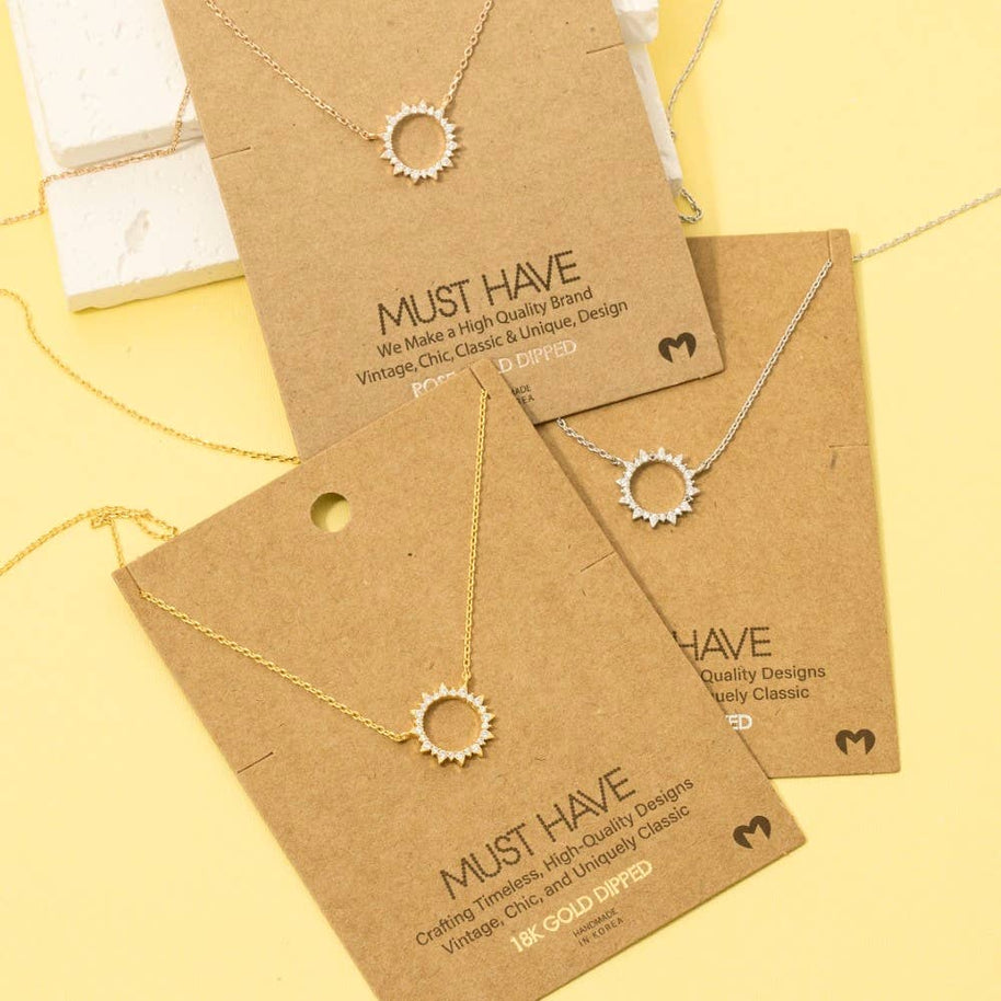 Pave Circle Sun Necklace