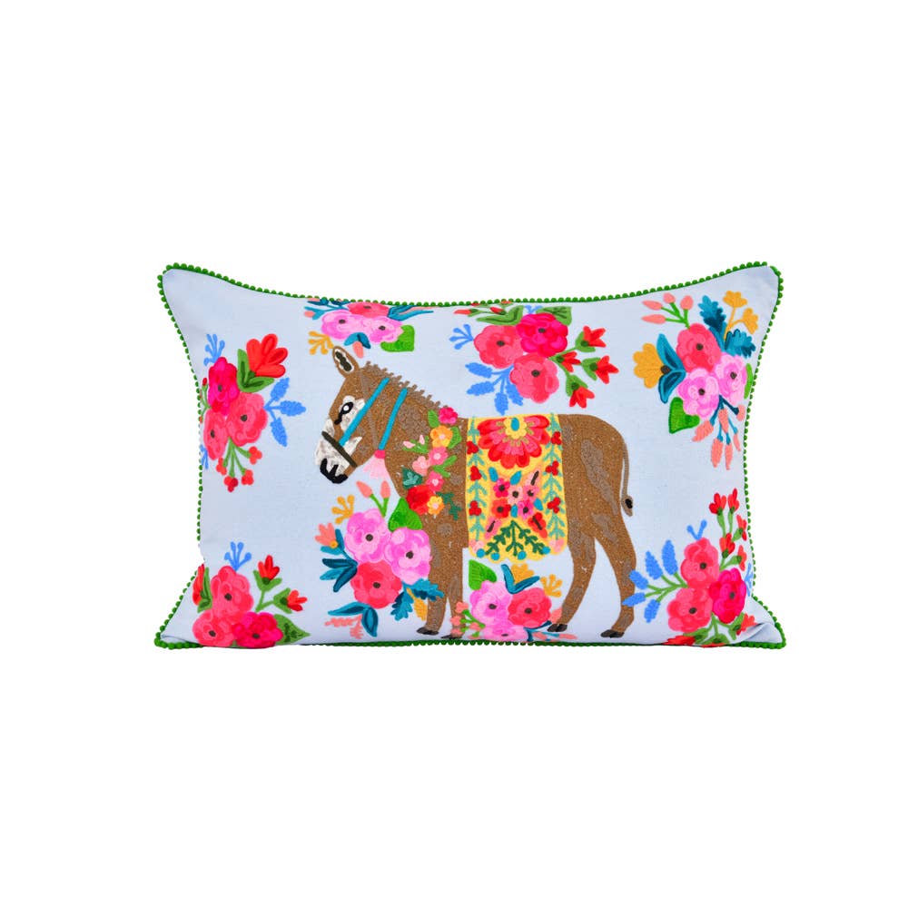 El Burro Feliz Embroidery Pillow 16X24