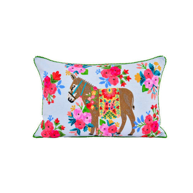 El Burro Feliz Embroidery Pillow 16X24"