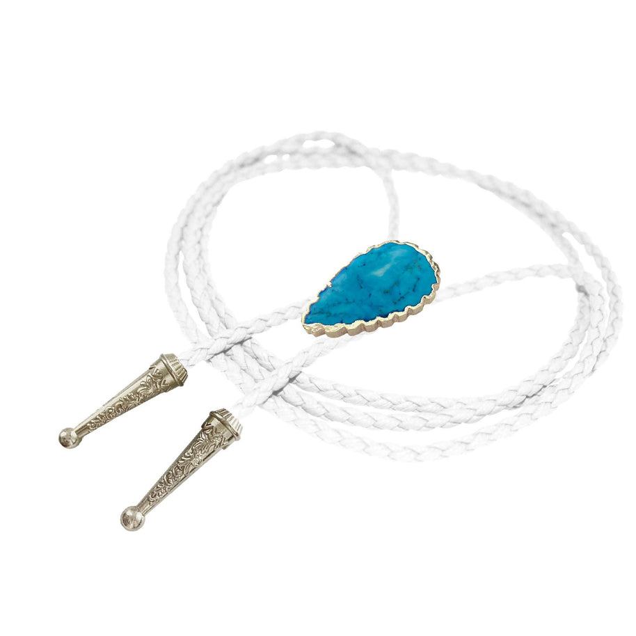 Blue Turquoise Bolo, Silver Accents