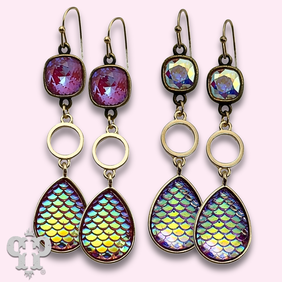 Swarovski® crystals Iridescent rainbow teardrop earrings