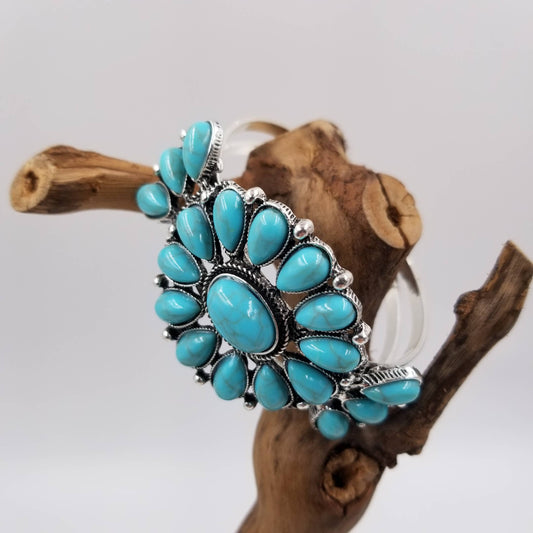 Retro Turquoise Half Stone Bracelet