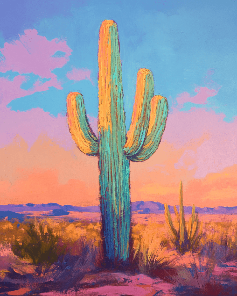 Neon Saguaro Poster - Western and Southwestern Art Prints