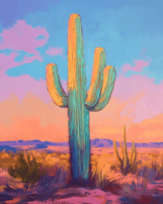 Neon Saguaro Poster - Western and Southwestern Art Prints