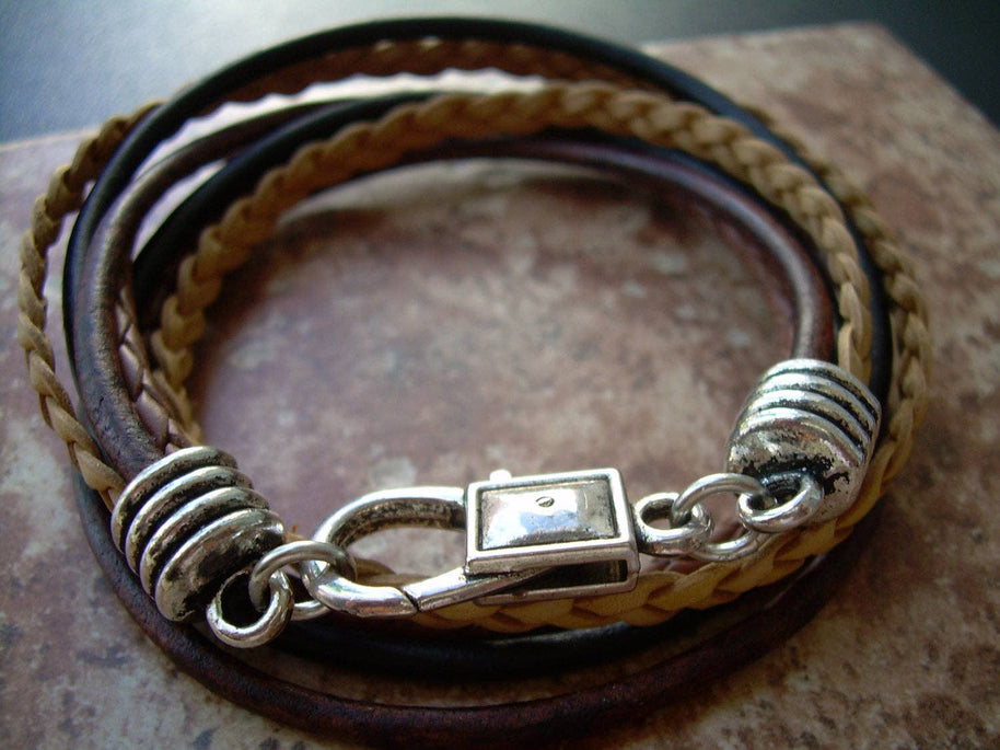 Four Strand, Double Wrap Leather Bracelet