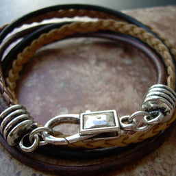 Four Strand, Double Wrap Leather Bracelet
