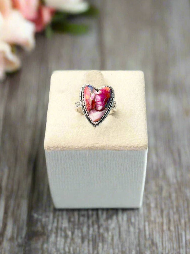 Love Is In The Air Heart Slab Ring