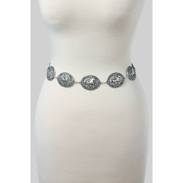 Horse Concho Belt, Gold or Silver