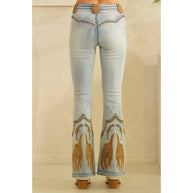 Western Embroidered Stud Jeans