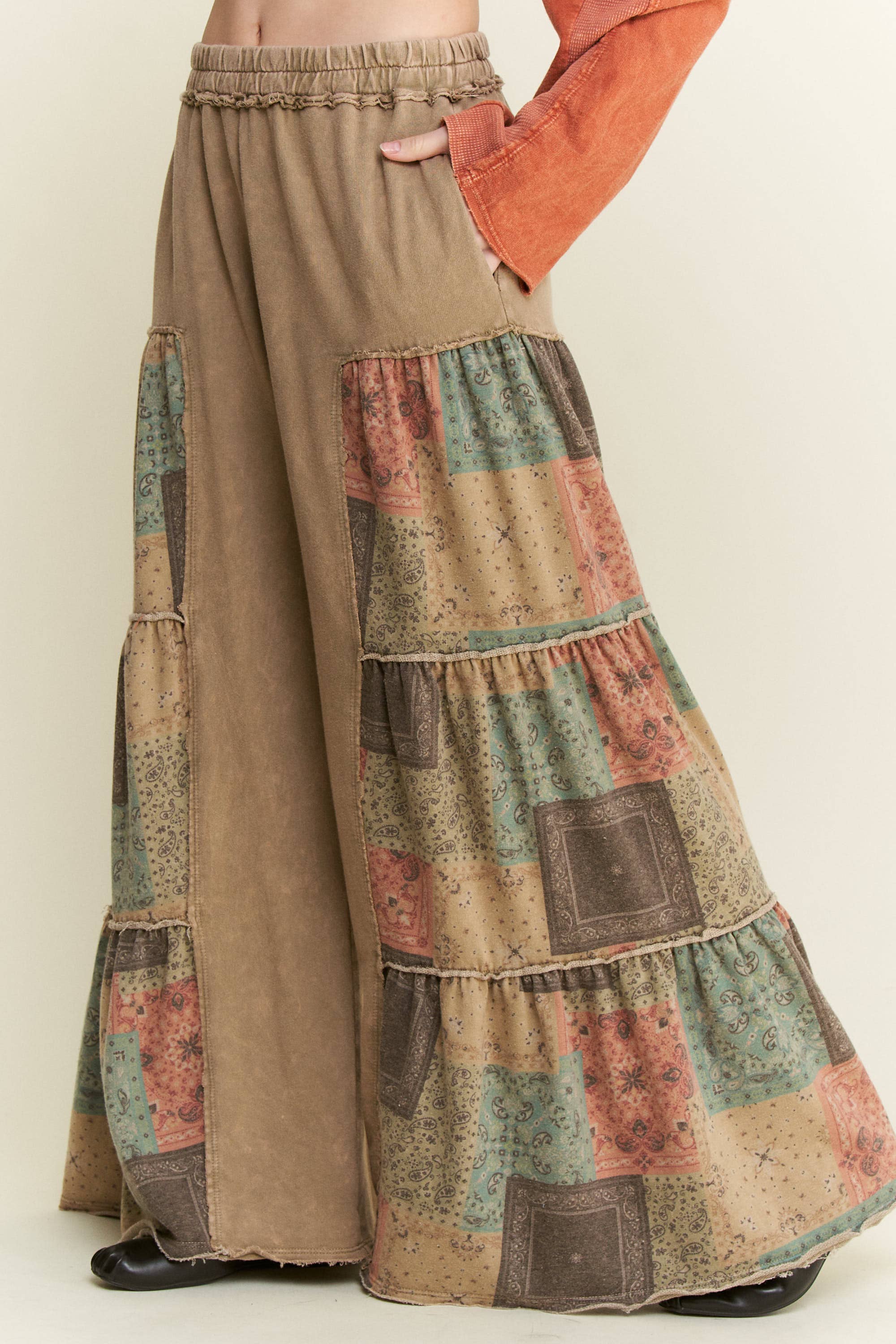 Tiered Boho Wide Leg Pants