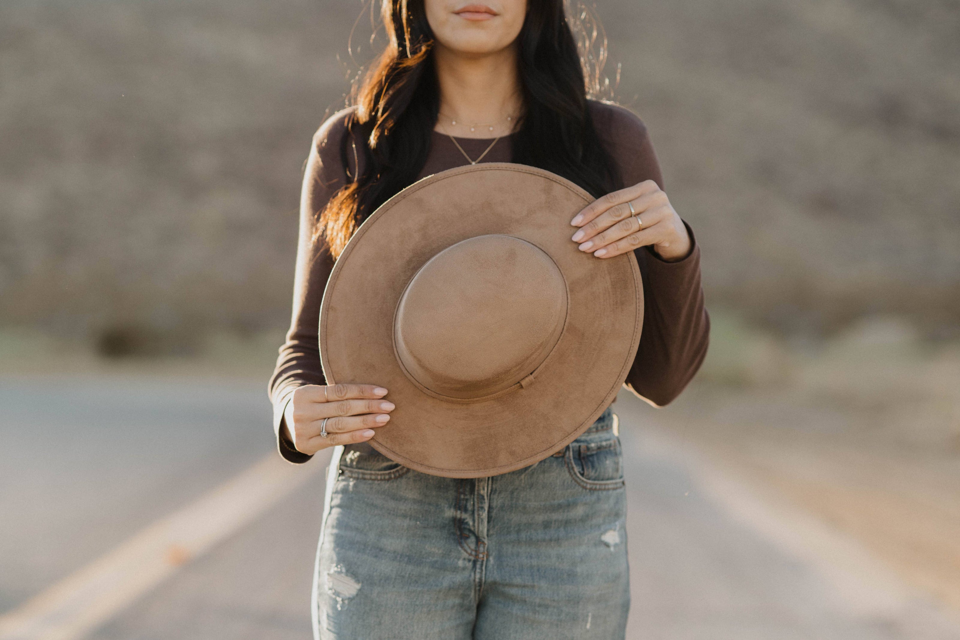 Vegan Suede Boater Hat