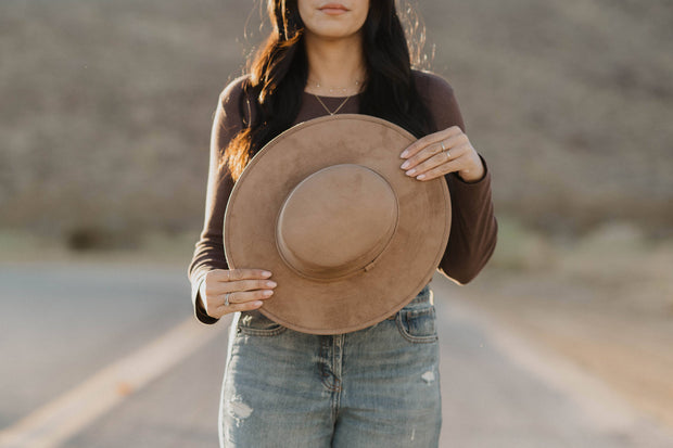 Vegan Suede Boater Hat