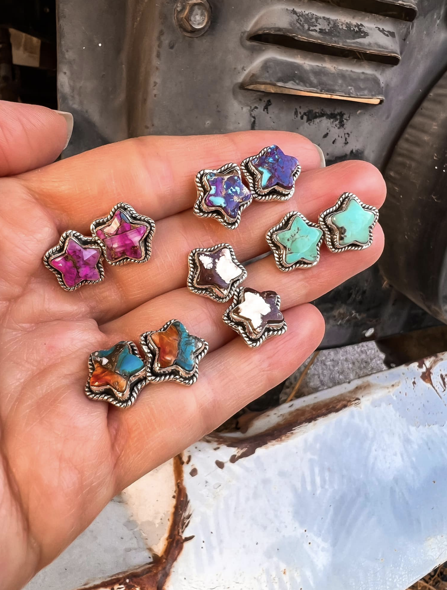 Turquoise Copper-Infused Star Earrings