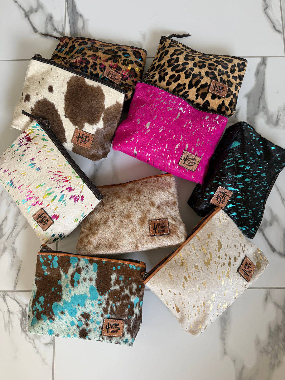 Western Cowhide Makeup Bag Travel