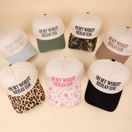 On My Worst Behavior Two Tone Canvas Cotton Cap