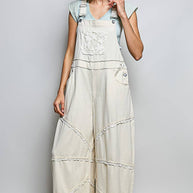 Lace Trim Adjustable Strap Overalls