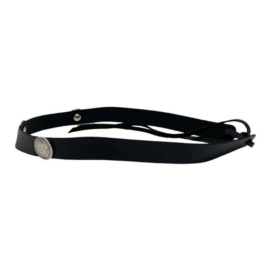 Genuine Leather Concho Hat Band - Style Buffalo Black