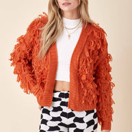 Orange Fringe Cardigan