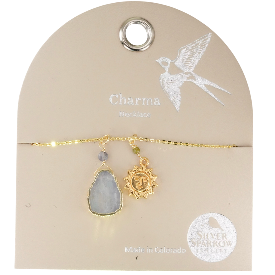 Charma Gold Sun Necklace with Moonstone