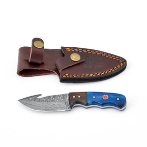 Damascus Skinning gut hook, blue