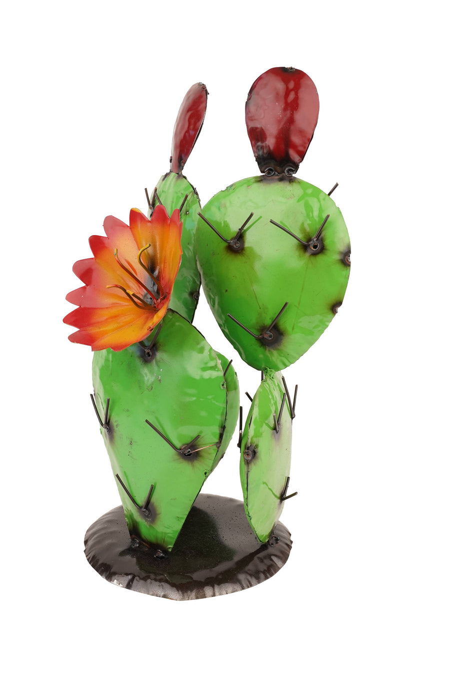 Blooming Metal Prickly Cactus Yard Art