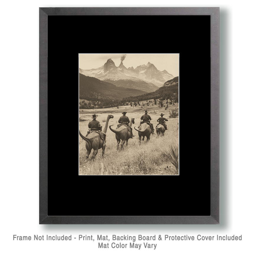 Heading to the Ranch on a Dinosaur Art Print