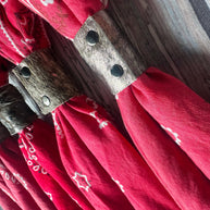 Bright Red Hand Dyed Bandanas With Leather Slides 
