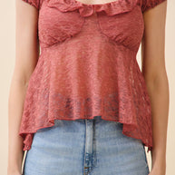 Ruffle Lace Sweetheart Shirt