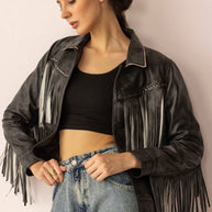 Midnight Maverick Fringe Leather Jacket