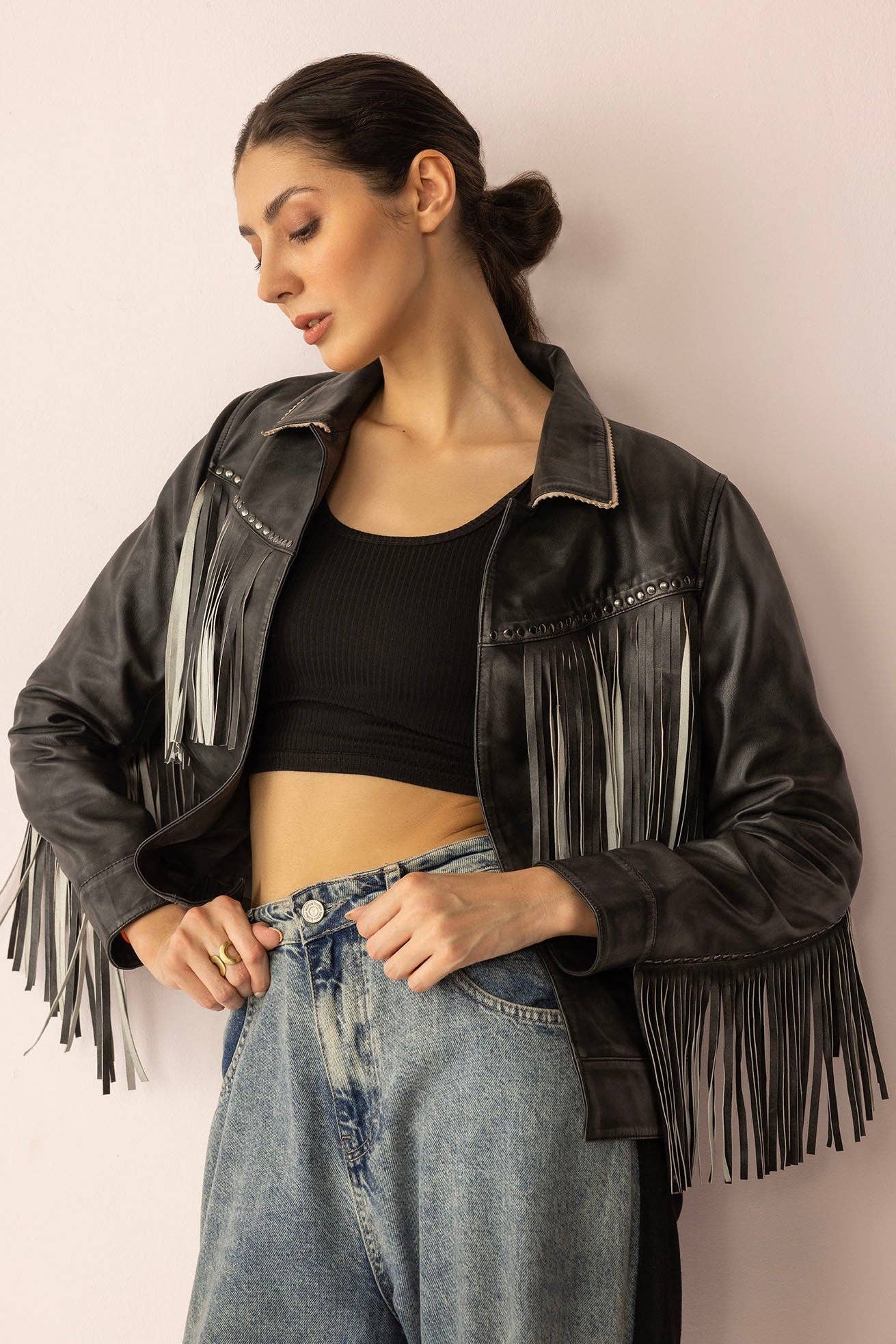 Midnight Maverick Fringe Leather Jacket